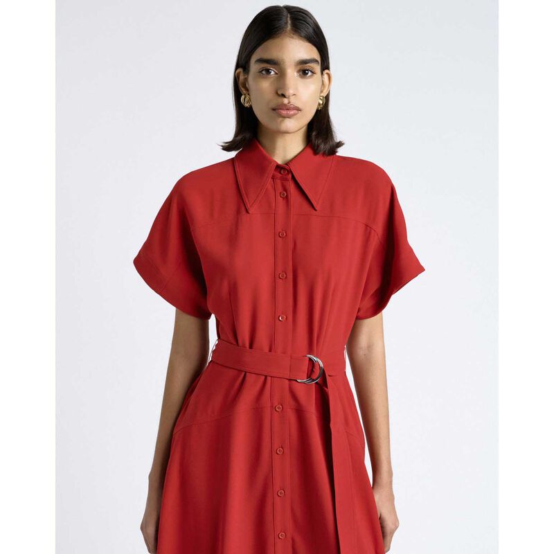 Cue Cherry Crepe Midi Shirt Dress image number 3